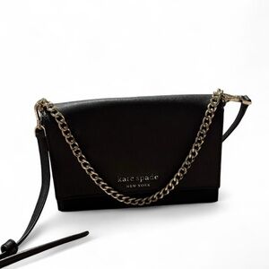 Kate Spade Black Crossbody with Silver Chain